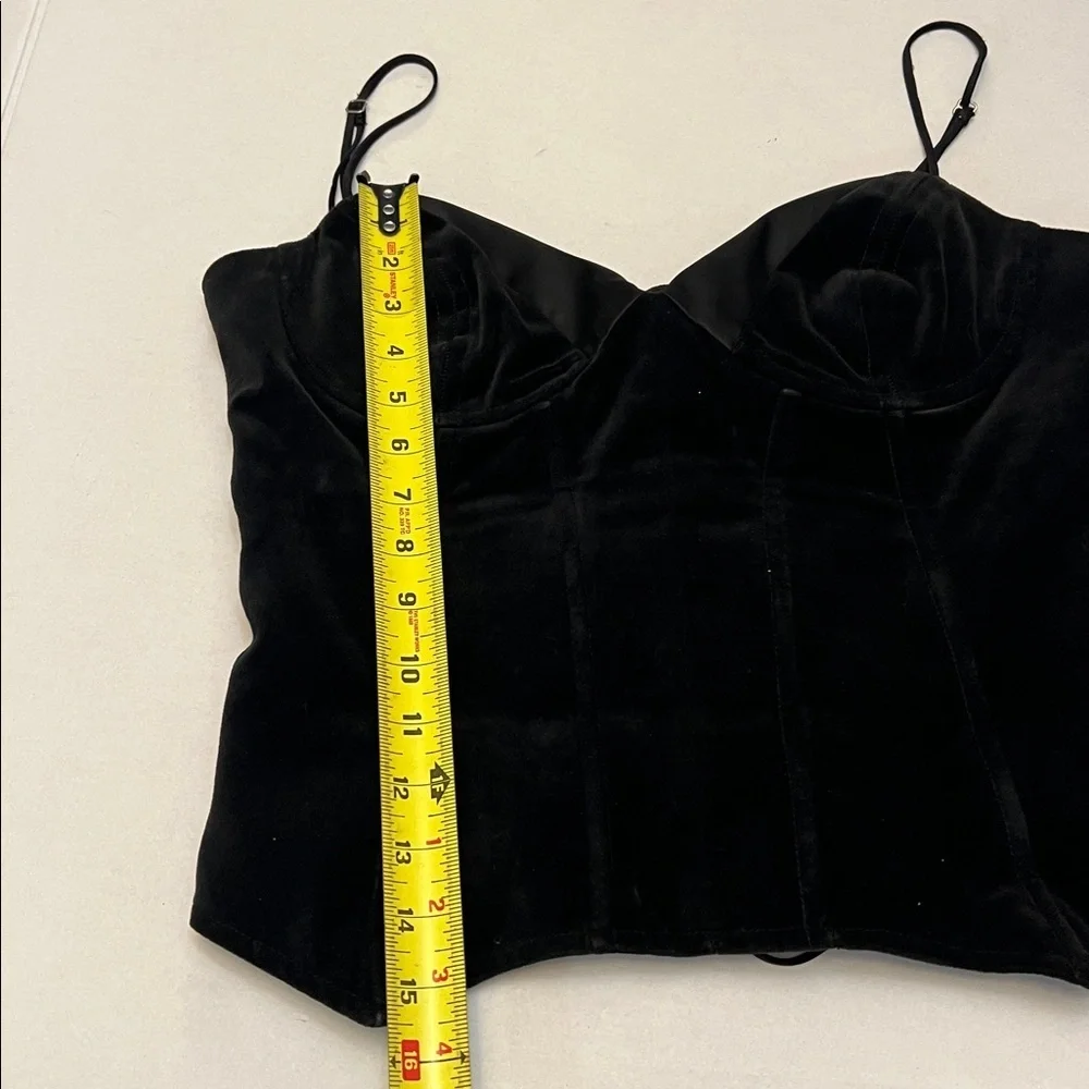 BCBGMAXAZRIA BLACK VELVET CORSET TOP WITH LACE-UP BACK SIZE 12 - Picture 15 of 16